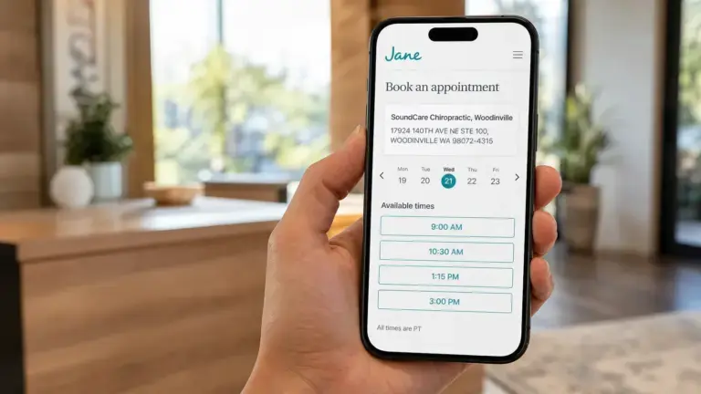 Online booking screen showing available appointment times
